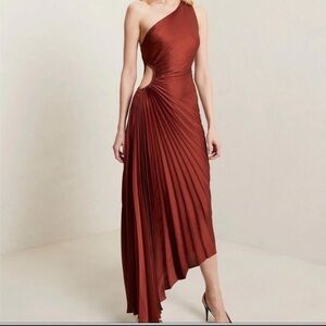 A.L.C. Asymmetrical Delfina One-Shoulder Dress in Rust Size 10
